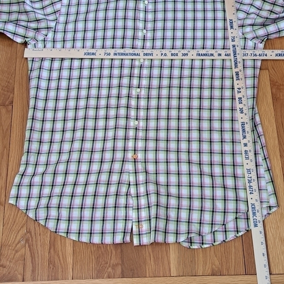 Thomas Dean Men's XL Flip Cuff Long Sleeve Shirt Gingham Plaid Cotton Dressy - Picture 11 of 12